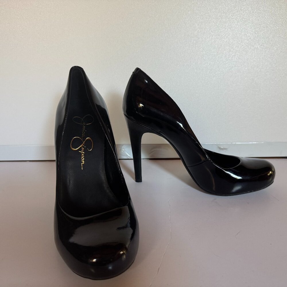 Jessica Simpson Black Patent Leather 4" Stilleto's;  Size 7M / 37
